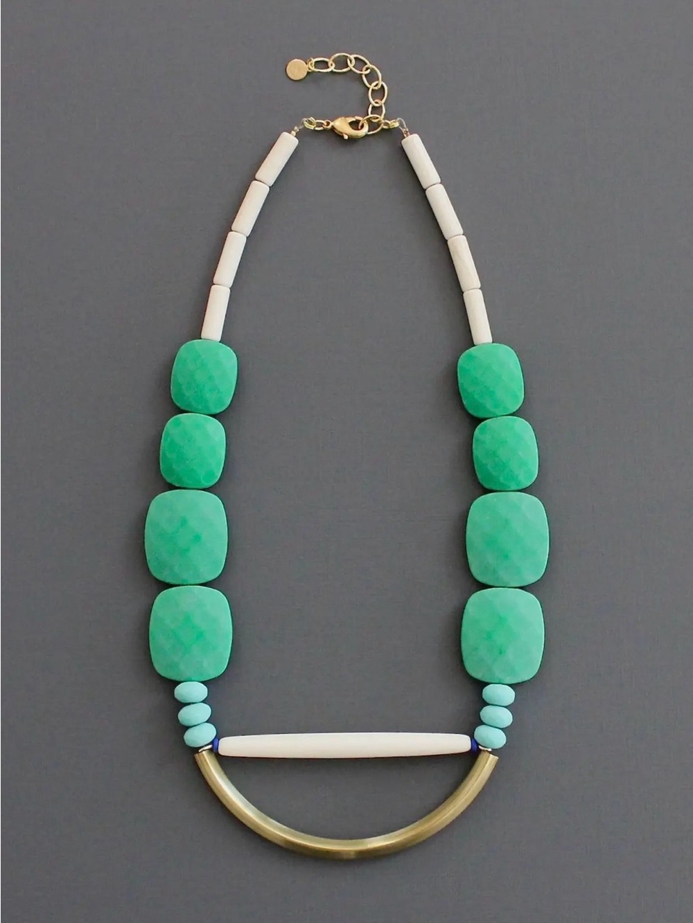 David Aubrey Green & Turquoise Geometric Necklace